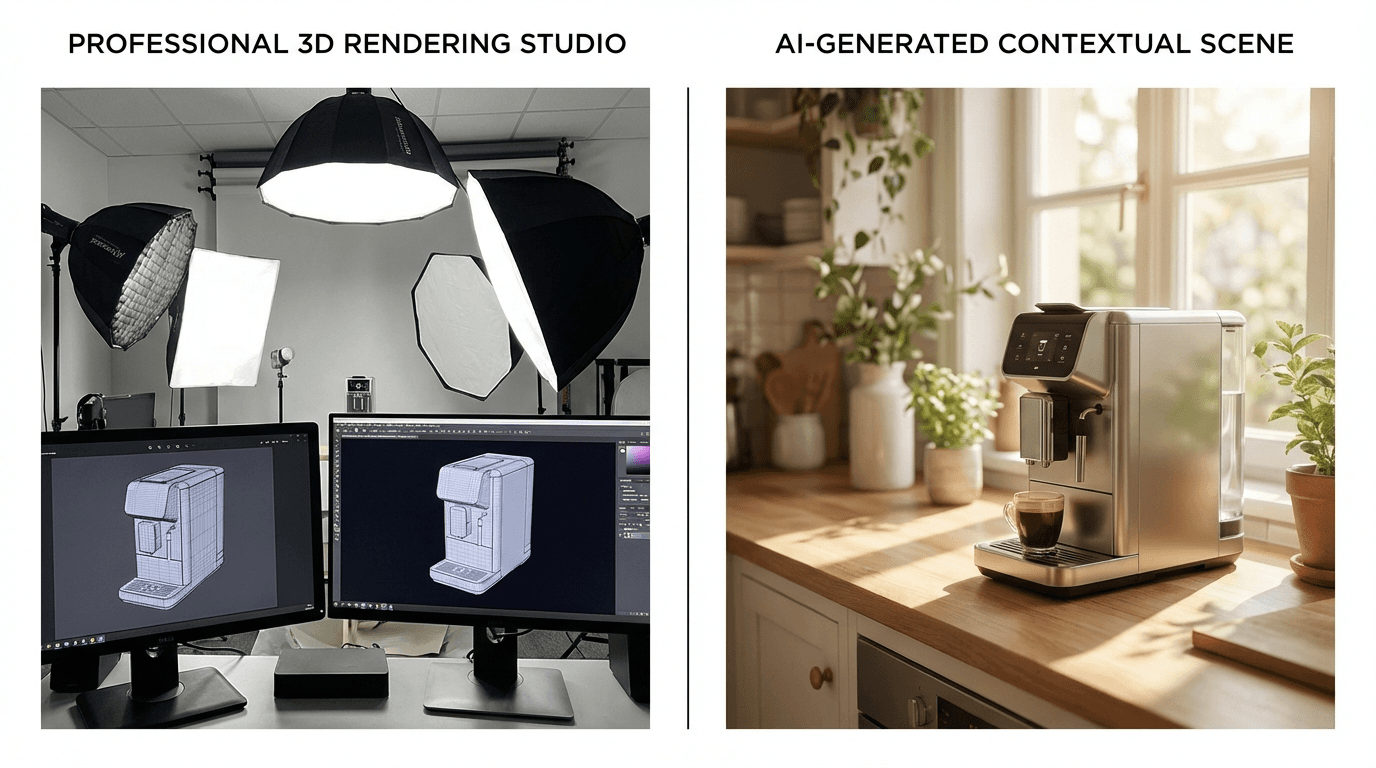 Rendu IA de prototype vs studio 3D : comparatif complet